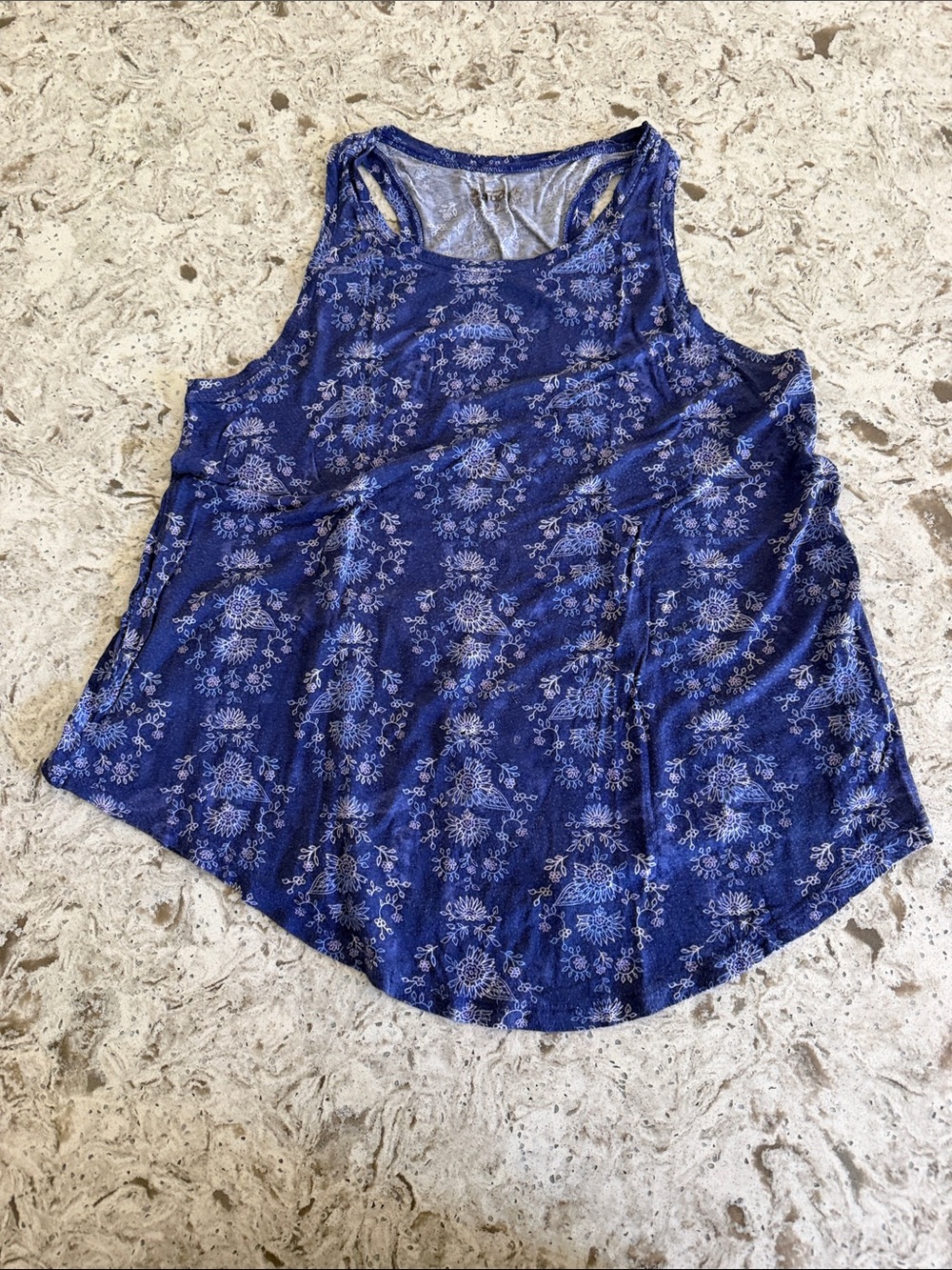 Mudd Women's Blue Floral Racerback Tank Top